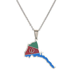 Eritrea Flag Map Necklace