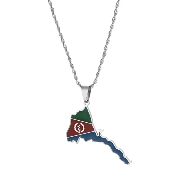 Eritrea Flag Map Necklace