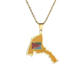 Eritrea Flag Map Necklace