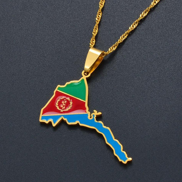 Eritrea Flag Map Necklace