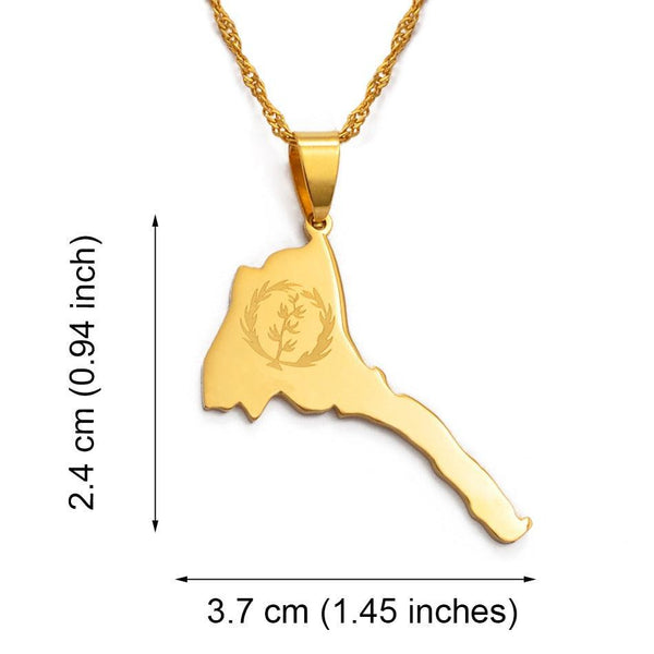 Eritrea Flag Map Necklace