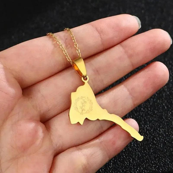 Eritrea Flag Map Necklace