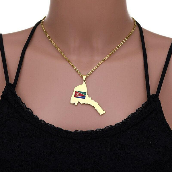 Eritrea Flag Map Necklace