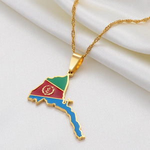 Eritrea Flag Map Necklace