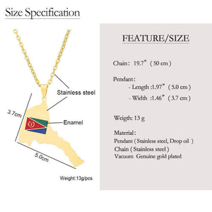 Eritrea Flag Map Necklace