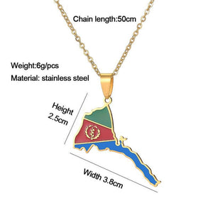 Eritrea Flag Map Necklace