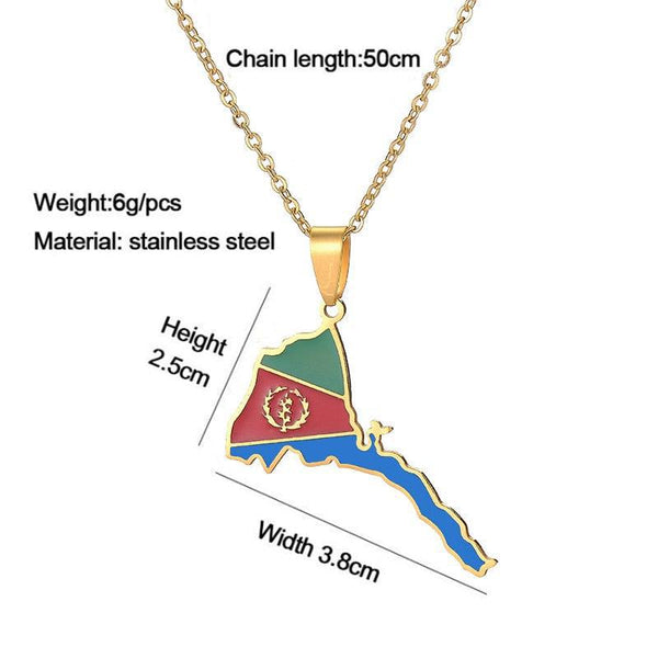 Eritrea Flag Map Necklace