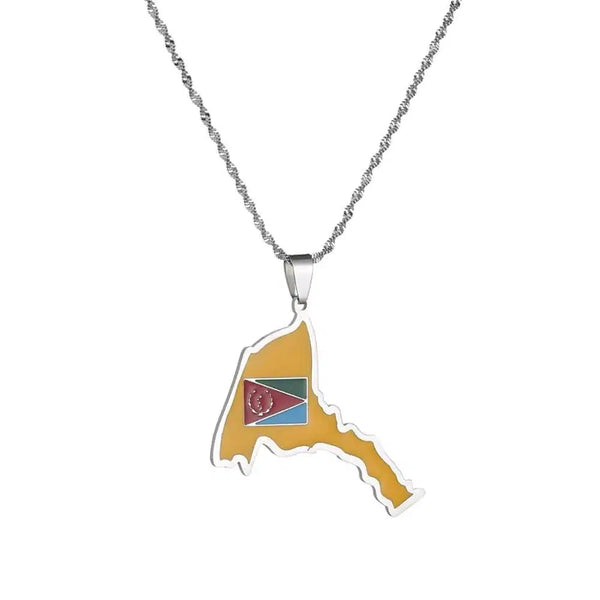 Eritrea Flag Map Necklace