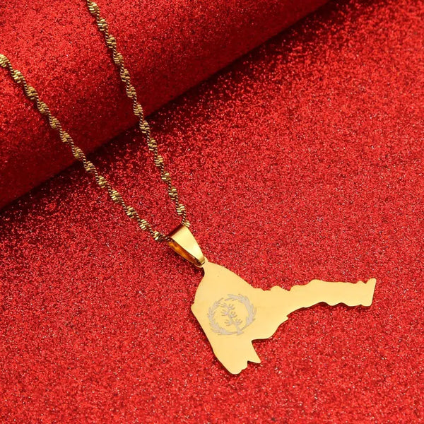 Eritrea Flag Map Necklace