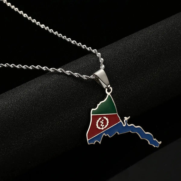 Eritrea Flag Map Necklace