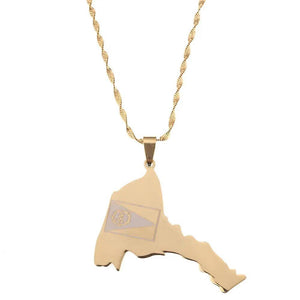 Eritrea Flag Map Necklace