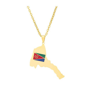 Eritrea Flag Map Necklace