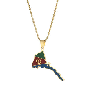 Eritrea Flag Map Necklace