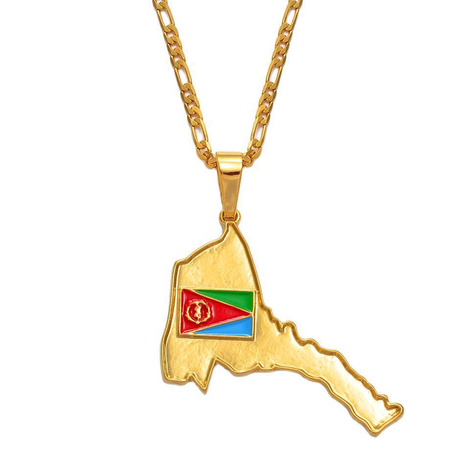 Eritrea Flag Map Necklace