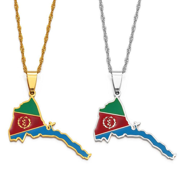 Eritrea Flag Map Necklace