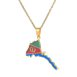 Eritrea Flag Map Necklace