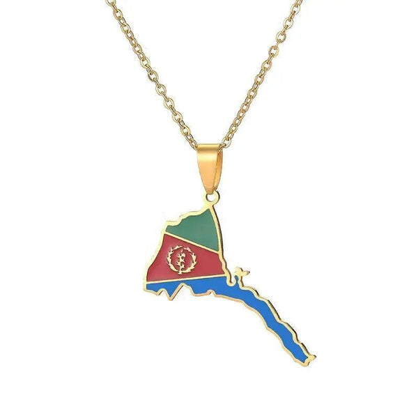Eritrea Flag Map Necklace