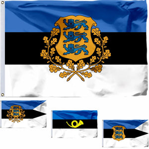 Estonia Head of State, Minister of Defence, Naval Ensign, Postal Flags - 90x150cm(3x5ft) - 60x90cm(2x3ft)