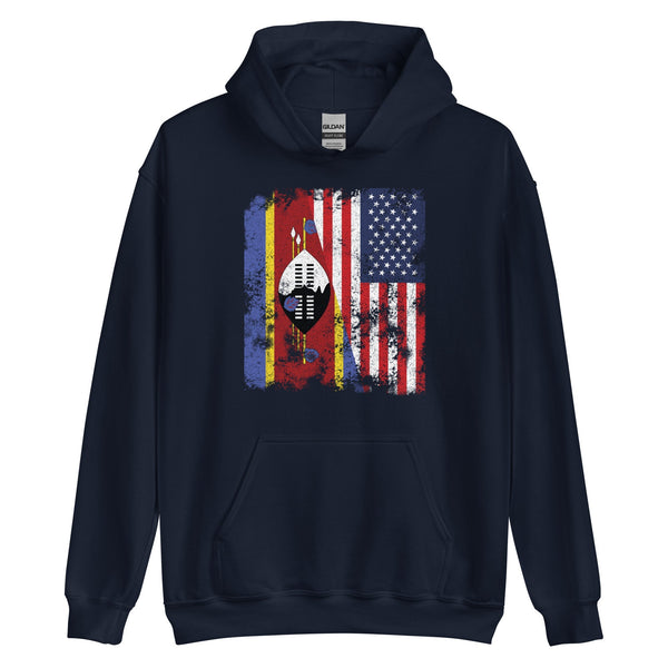 Swaziland USA Flag - Half American Hoodie