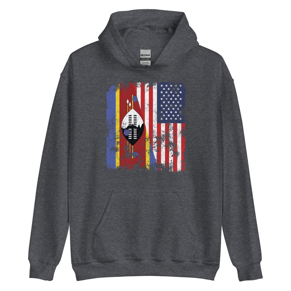 Swaziland USA Flag - Half American Hoodie