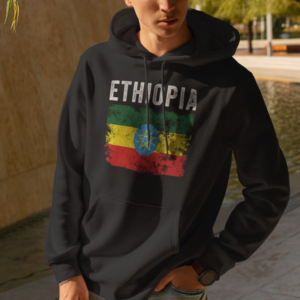 Ethiopia Flag Distressed Ethiopian Flag Hoodie