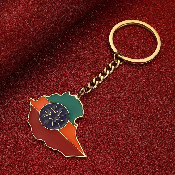 Ethiopia Flag Map Keychain