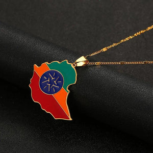 Ethiopia Flag Map Necklace