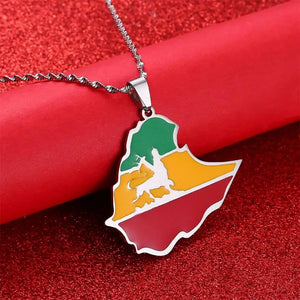 Ethiopia Flag Map Necklace