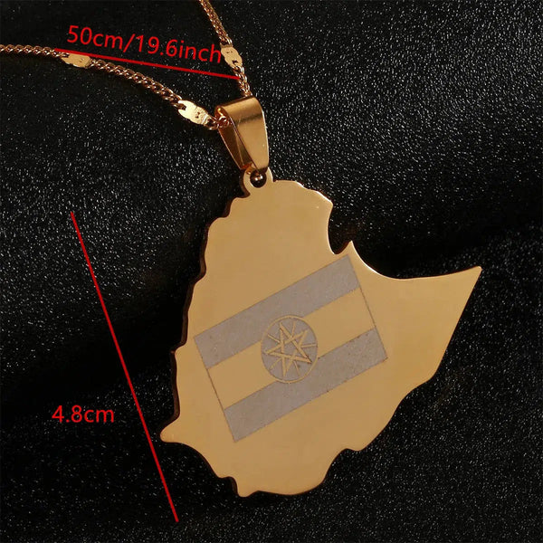 Ethiopia Flag Map Necklace