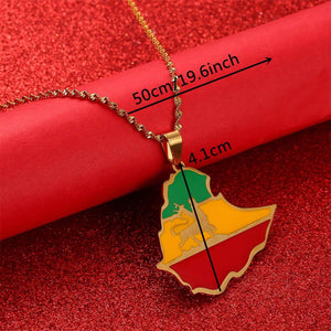 Ethiopia Flag Map Necklace