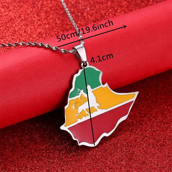 Ethiopia Flag Map Necklace