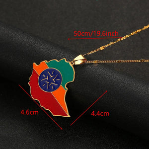 Ethiopia Flag Map Necklace