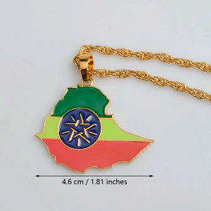 Ethiopia Flag Map Necklace