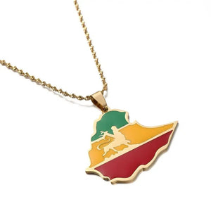 Ethiopia Flag Map Necklace