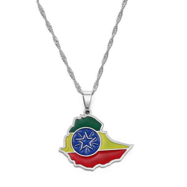 Ethiopia Flag Map Necklace