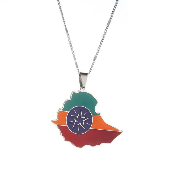 Ethiopia Flag Map Necklace