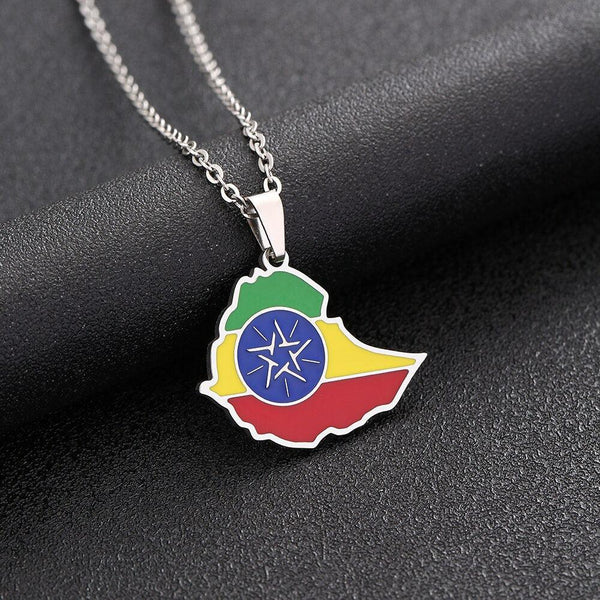 Ethiopia Flag Map Necklace