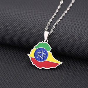 Ethiopia Flag Map Necklace