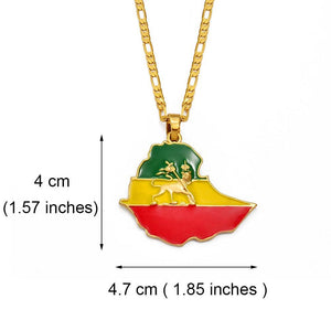 Ethiopia Flag Map Necklace