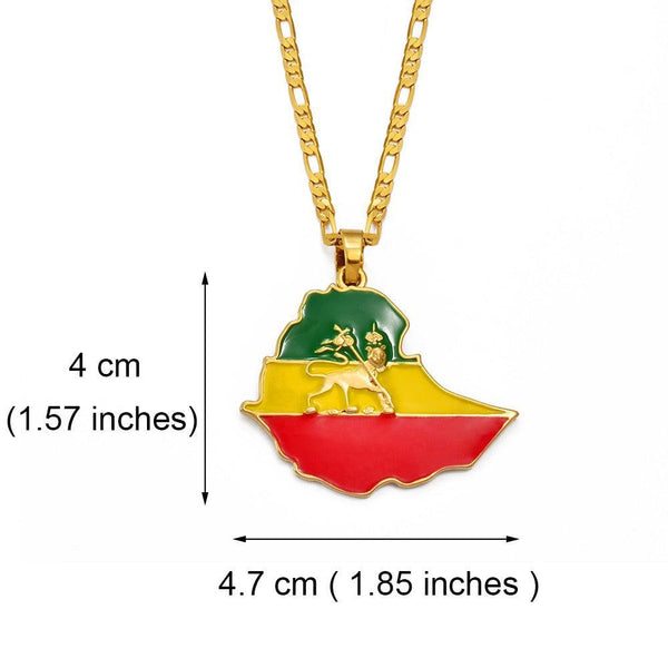 Ethiopia Flag Map Necklace