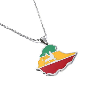 Ethiopia Flag Map Necklace