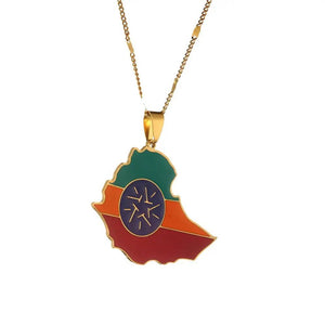 Ethiopia Flag Map Necklace