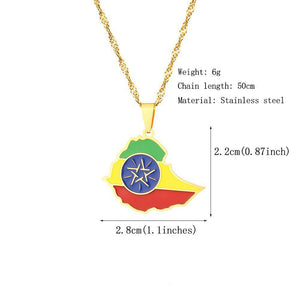 Ethiopia Flag Map Necklace