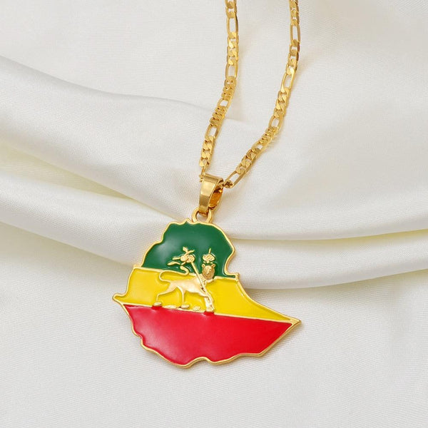 Ethiopia Flag Map Necklace