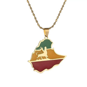 Ethiopia Flag Map Necklace