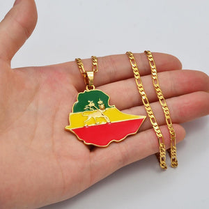 Ethiopia Flag Map Necklace