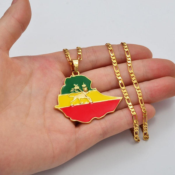 Ethiopia Flag Map Necklace