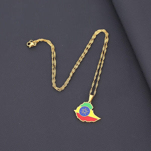 Ethiopia Flag Map Necklace