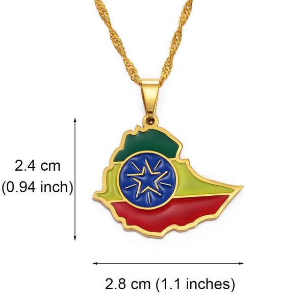 Ethiopia Flag Map Necklace