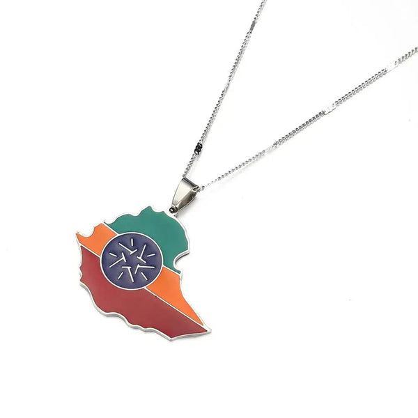 Ethiopia Flag Map Necklace